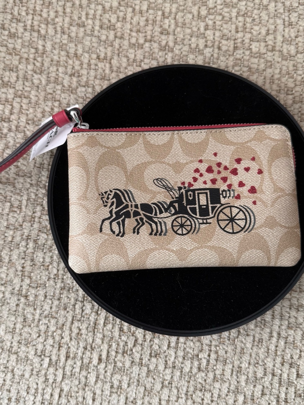 Coach Rare NWT Red Leather Zip Pouch Wristlet